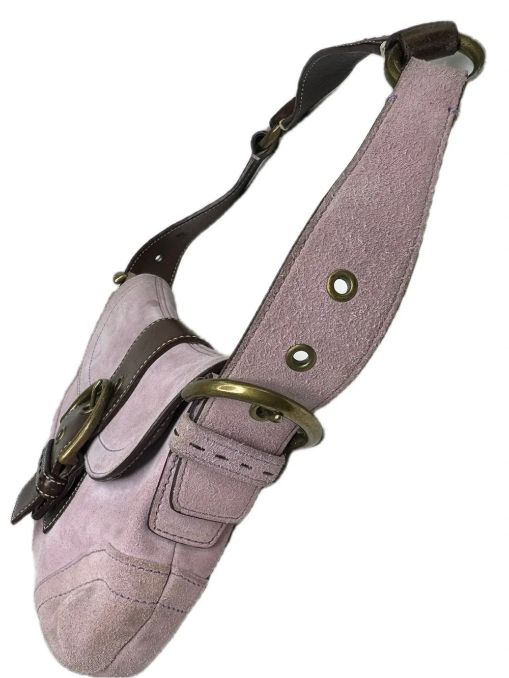 Coach Lavendar Suede Y2K Vintage SoHo Flap Buckle Bag